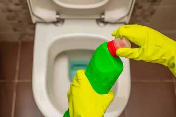 Apply Disinfectant, Let Sit, And Flush for clean toilet seat