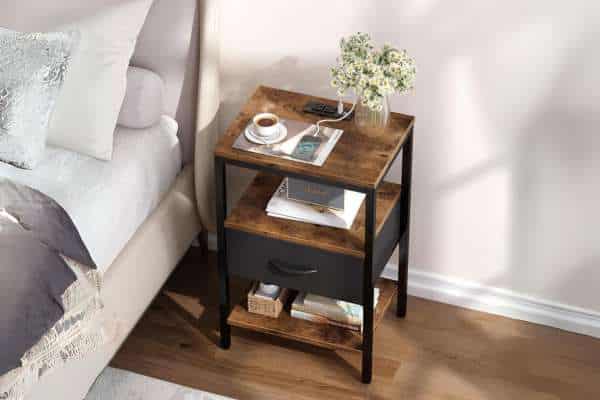 SUPERJARE Nightstand with Charging Station